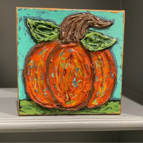 🔴TEXTURED PUMPKIN PAINTING🔴ORIGINAL ART🔴 - Picture 3 of 7